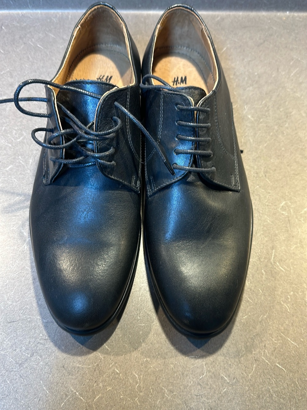 H&M Black Leather Lace-Up Derby Shoes